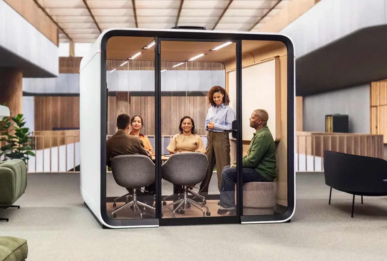 framery six in open plan office meeting